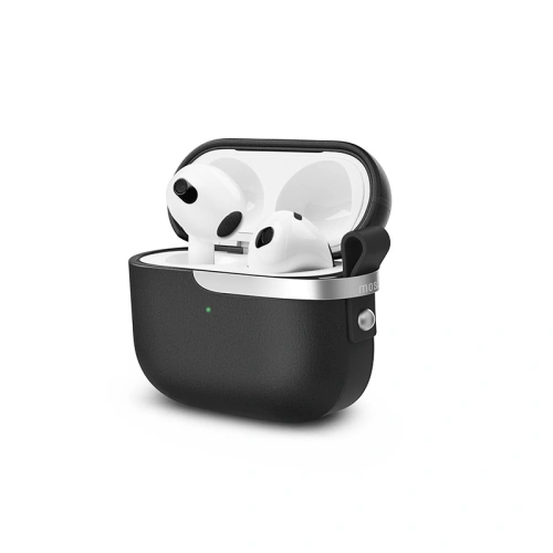 Etui Moshi Pebbo Luxe Apple AirPods 3 z odpinanym paskiem na rękę (Charcoal Black)
