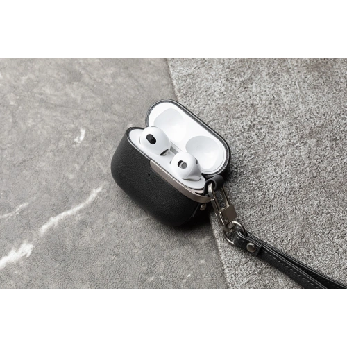 Etui Moshi Pebbo Luxe Apple AirPods 3 z odpinanym paskiem na rękę (Charcoal Black)
