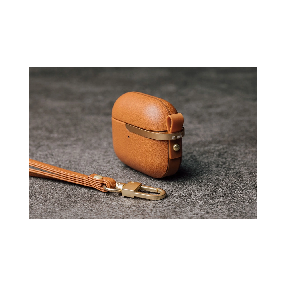 Hurtownia GSM - Etui Moshi Pebbo Luxe Apple AirPods 3 s odnímatelným zápěstním páskem (Caramel Brown) - MOSH209BR - {ean13} - Hurt