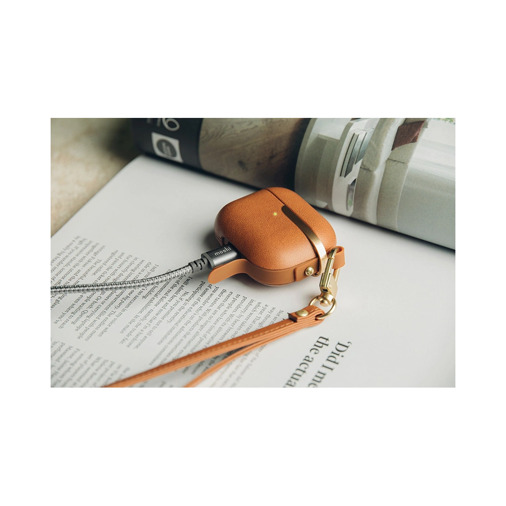 Hurtownia GSM - Etui Moshi Pebbo Luxe Apple AirPods 3 s odnímatelným zápěstním páskem (Caramel Brown) - MOSH209BR - {ean13} - Hurt