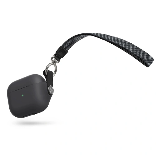 Etui Moshi Pebbo Apple AirPods 3 z odpinanym paskiem na rękę (Shadow Black)
