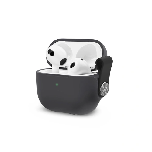 Etui Moshi Pebbo Apple AirPods 3 z odpinanym paskiem na rękę (Shadow Black)