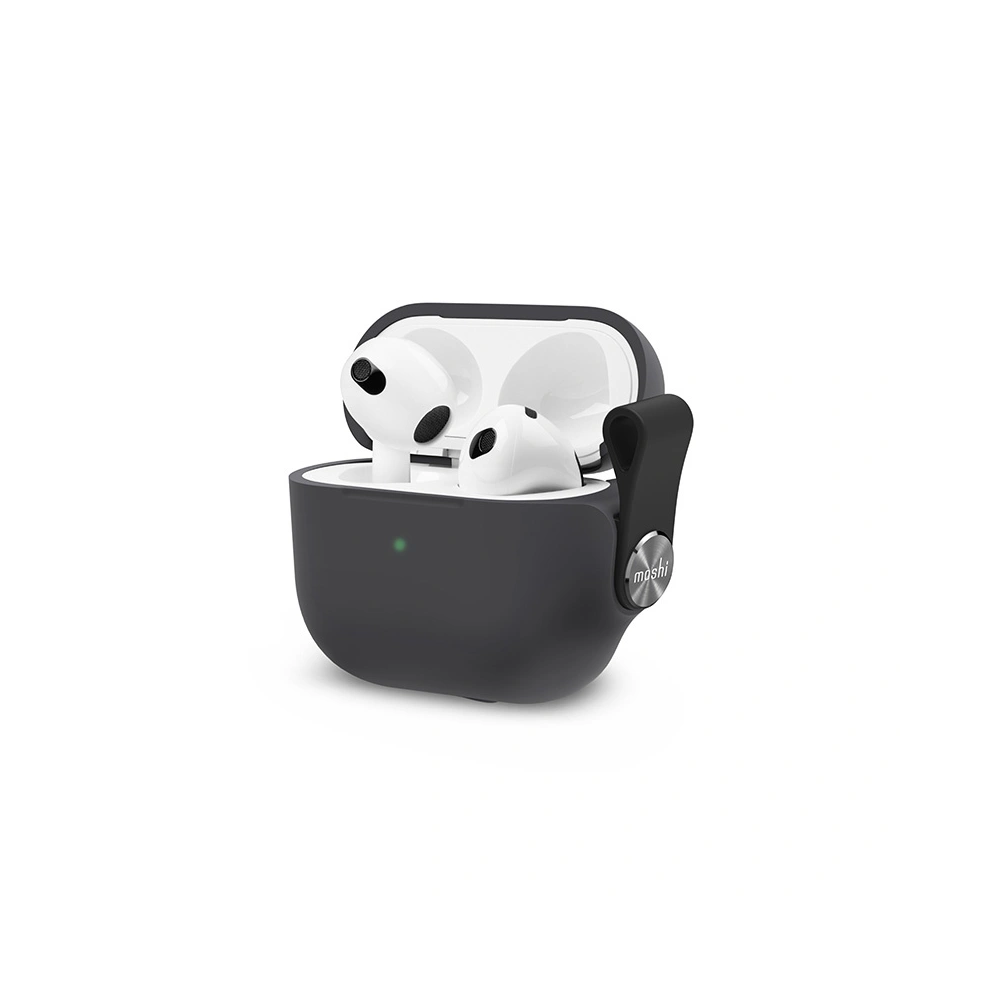 Hurtownia GSM - Etui Moshi Pebbo Apple AirPods 3 s odnímatelným poutkem na ruku (Shadow Black) - MOSH210BLK - {ean13} - Hurt