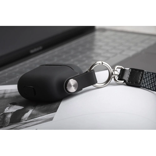Etui Moshi Pebbo Apple AirPods 3 z odpinanym paskiem na rękę (Shadow Black)