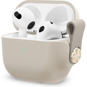Wholesale Moshi Pebbo Case Apple AirPods 3 with Detachable Wrist Strap and LintGuard™ Protection - Savanna Beige - MOSH211SAVBEI - {ean13} - Hurt
