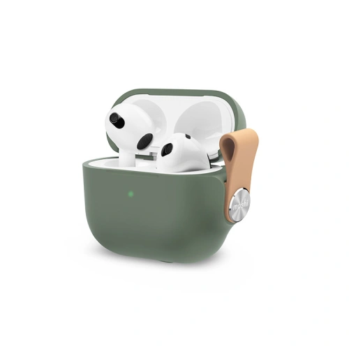 Etui Moshi Pebbo Apple AirPods 3 z odpinanym paskiem na rękę (Mint Green)