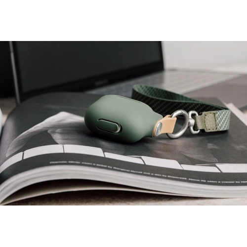 Etui Moshi Pebbo Apple AirPods 3 z odpinanym paskiem na rękę (Mint Green)