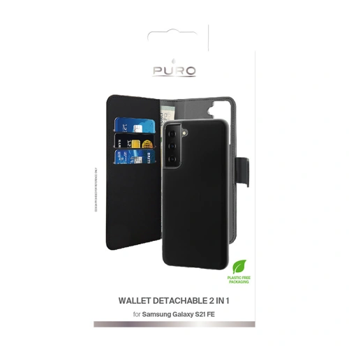 Etui PURO Wallet Detachable 2w1 Samsung Galaxy S21 FE (czarny)