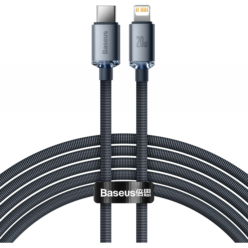 Hurtownia Baseus - 6932172602772 - BSU3022BLK - Kabel USB-C do Lightning Baseus Crystal, 20W, PD, 2m (czarny) - B2B homescreen