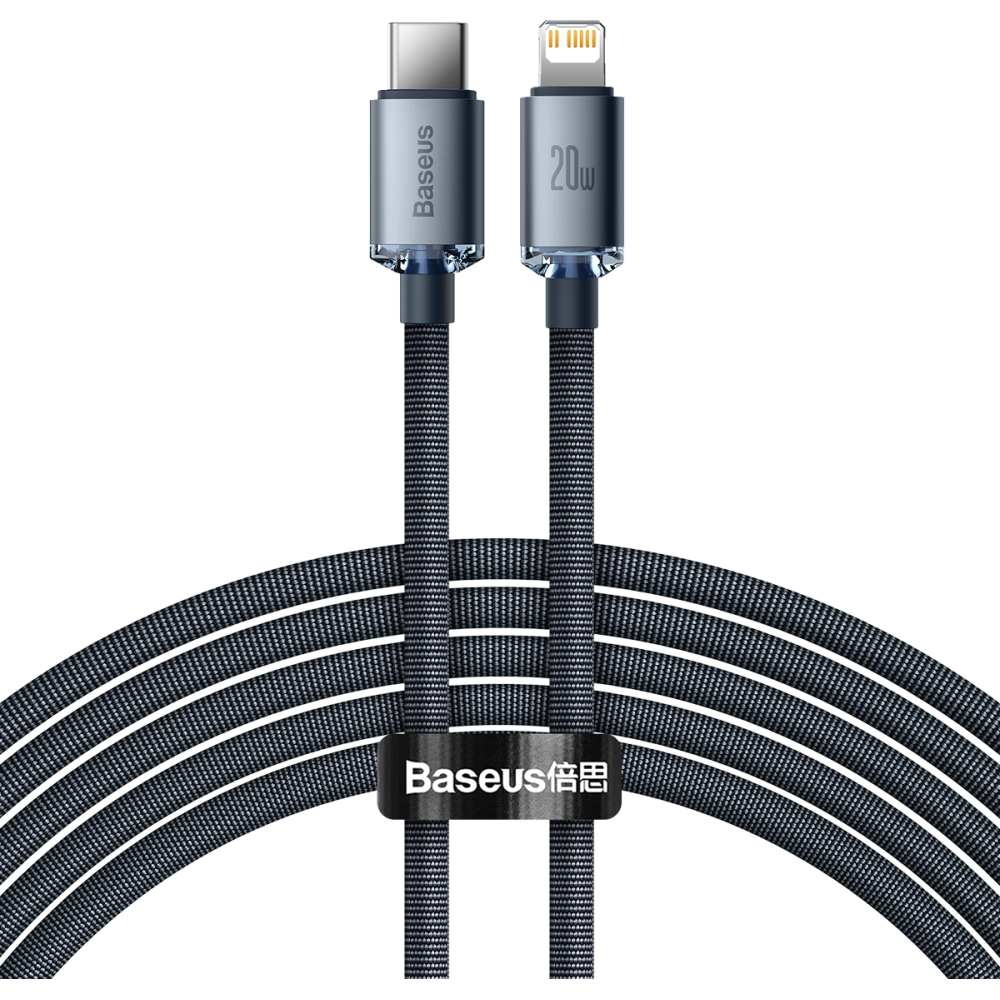Hurtownia GSM - Kabel USB-C do Lightning Baseus Crystal, 20W, PD, 2m (černý) - BSU3022BLK - {ean13} - Hurt