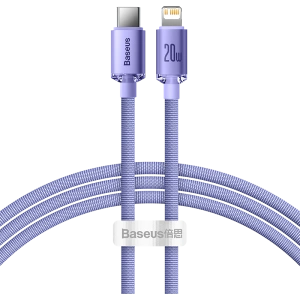 Kabel USB-C do Lightning Baseus Crystal, 20W, PD, 1.2m (fioletowy)