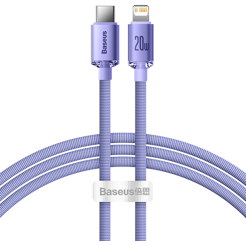 Baseus Distributor - 6932172602765 - BSU3023PRP - USB-C do Lightning Baseus Crystal Cable, 20W, PD, 1.2m (purple) - B2B homescreen