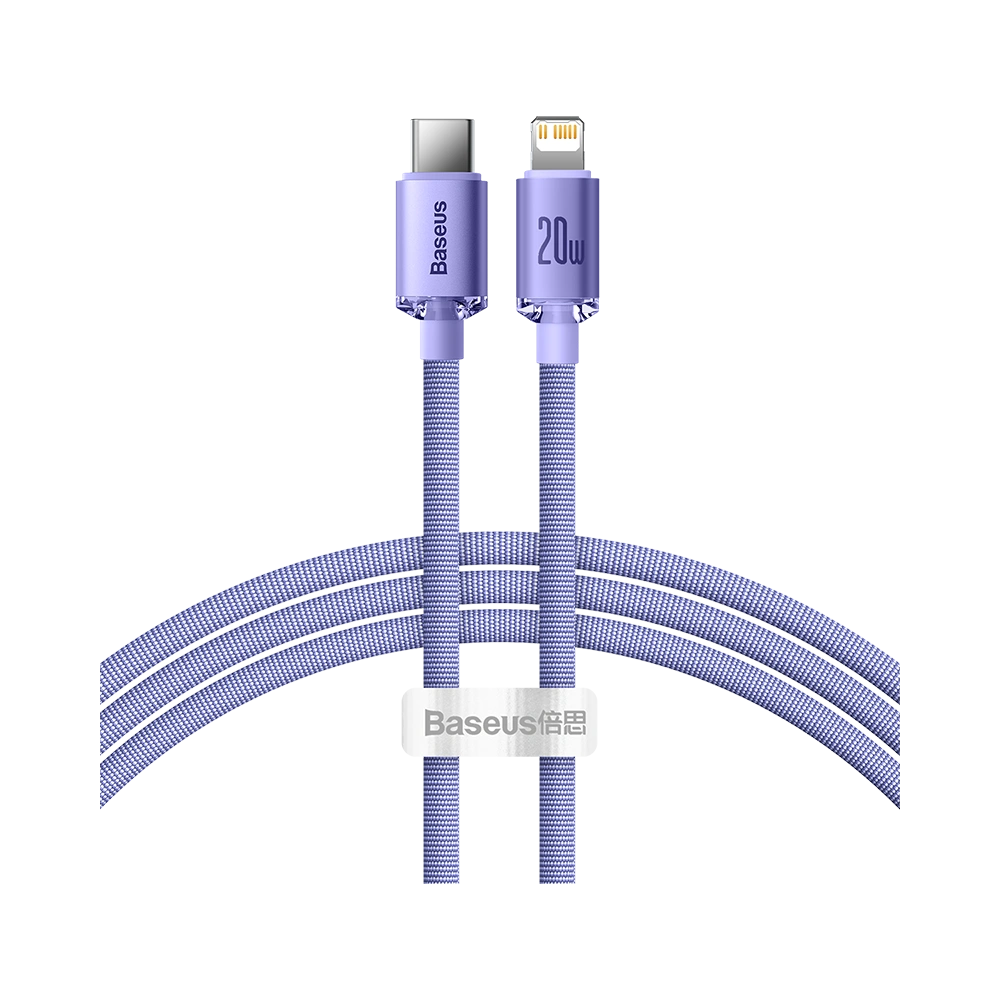Hurtownia GSM - Kabel USB-C do Lightning Baseus Crystal, 20W, PD, 1.2m (fialová) - BSU3023PRP - {ean13} - Hurt