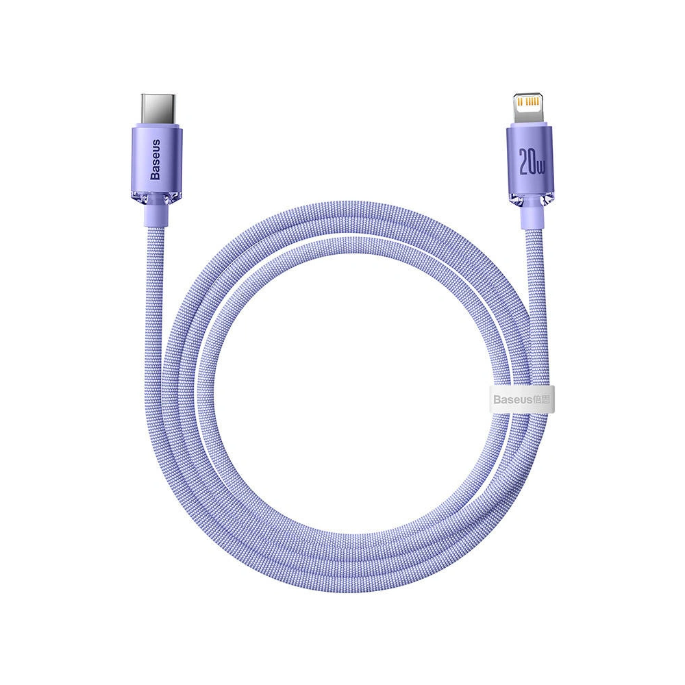 Hurtownia GSM - Kabel USB-C do Lightning Baseus Crystal, 20W, PD, 1.2m (fialová) - BSU3023PRP - {ean13} - Hurt