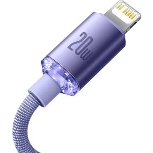 Kabel USB-C do Lightning Baseus Crystal, 20W, PD, 1.2m (fioletowy)