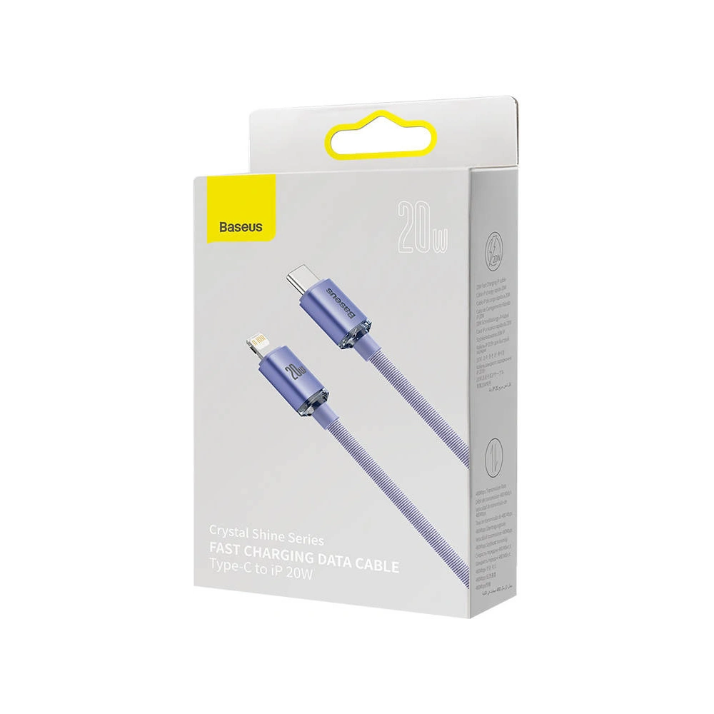 Hurtownia GSM - Kabel USB-C do Lightning Baseus Crystal, 20W, PD, 1.2m (fialová) - BSU3023PRP - {ean13} - Hurt
