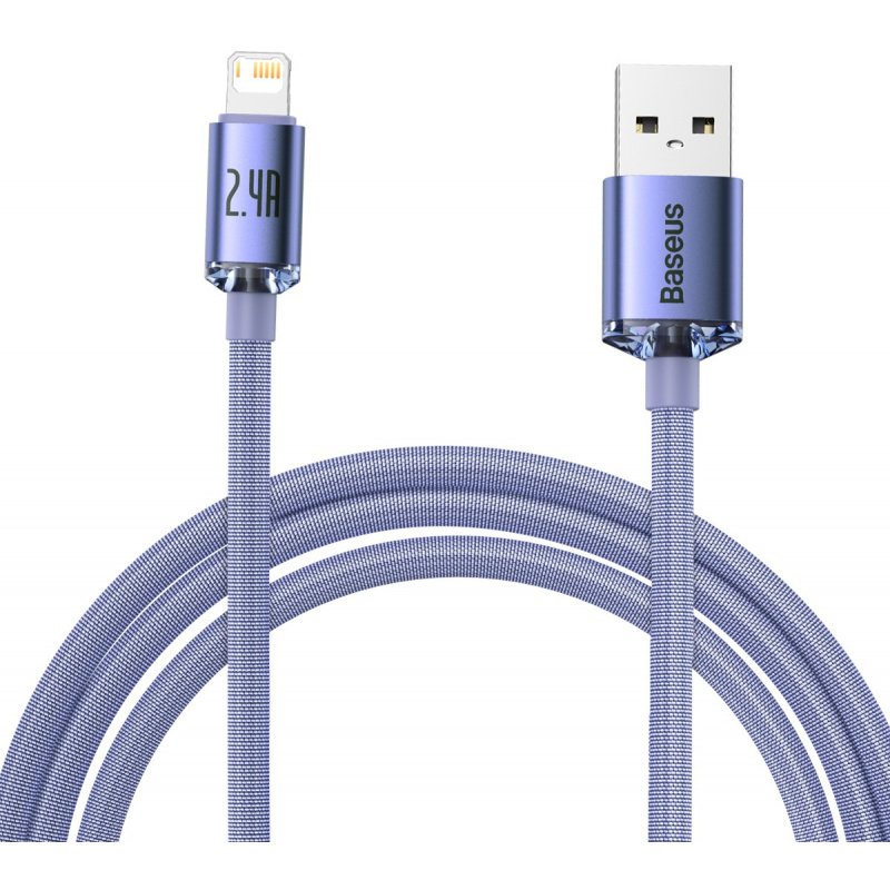 USB do Lightning Baseus Crystal Cable, 2.4A, 2m (purple)