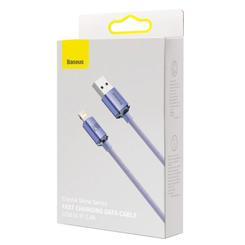Kabel USB do Lightning Baseus Crystal, 2.4A, 2m (fioletowy)