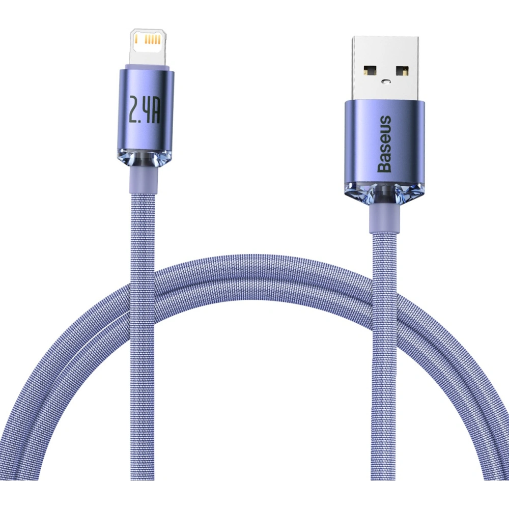 Hurtownia GSM - Kabel USB do Lightning Baseus Crystal, 2.4A, 1.2m (fioletowy) - BSU3028PRP - {ean13} - Hurt