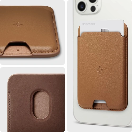 Etui na karty Spigen Valentinus Magsafe Universal Magnetic Card Holder Brown