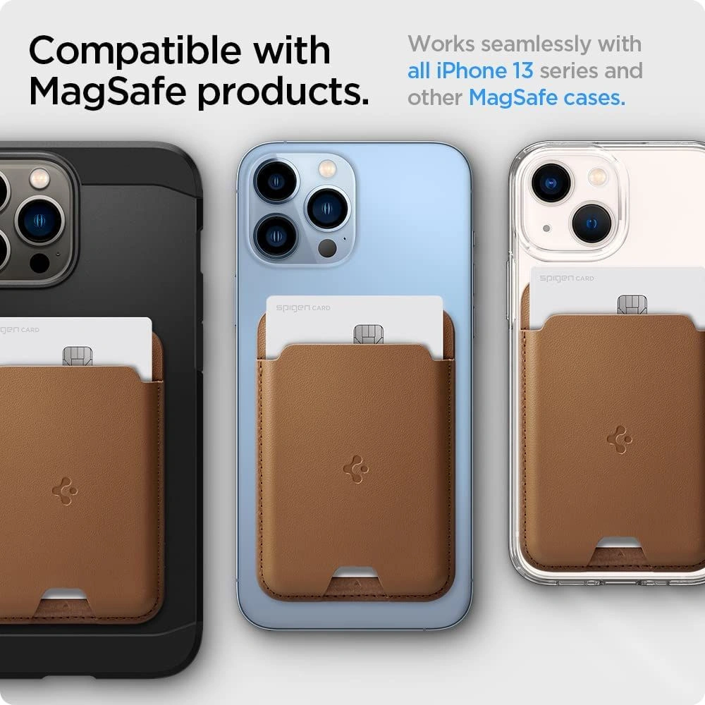 Wholesale Card holder Spigen Valentinus Magsafe Universal Magnetic Card Holder Brown - SPN2067BROWN - {ean13} - Hurt