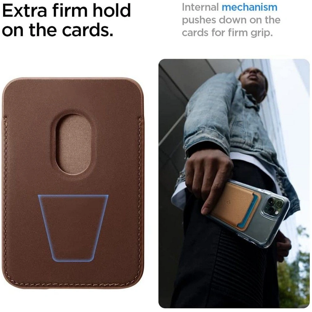 Hurtownia GSM - Etui na karty Spigen Valentinus Magsafe Universal Magnetic Držák na karty Hnědý - SPN2067BROWN - {ean13} - Hurt