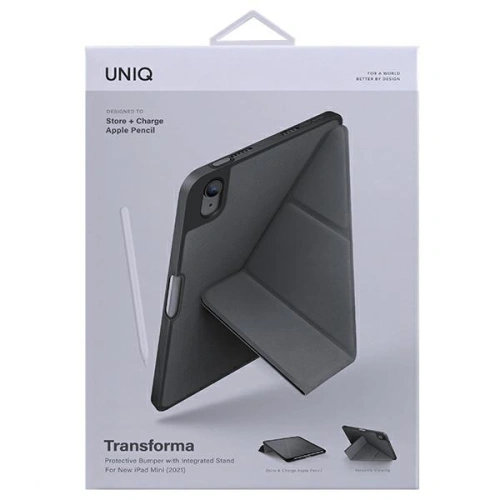 Etui UNIQ Transforma Apple iPad mini 2021 (6. generacji) / iPad mini 8.3" 2024 (7. generacji) Antimicrobial szary/charcoal grey