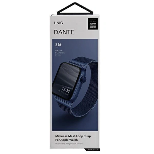 Pasek UNIQ Dante Apple Watch Series 4/5/6/7/SE/8/9/10 40/41/42mm Stainless Steel niebieski/cobalt blue