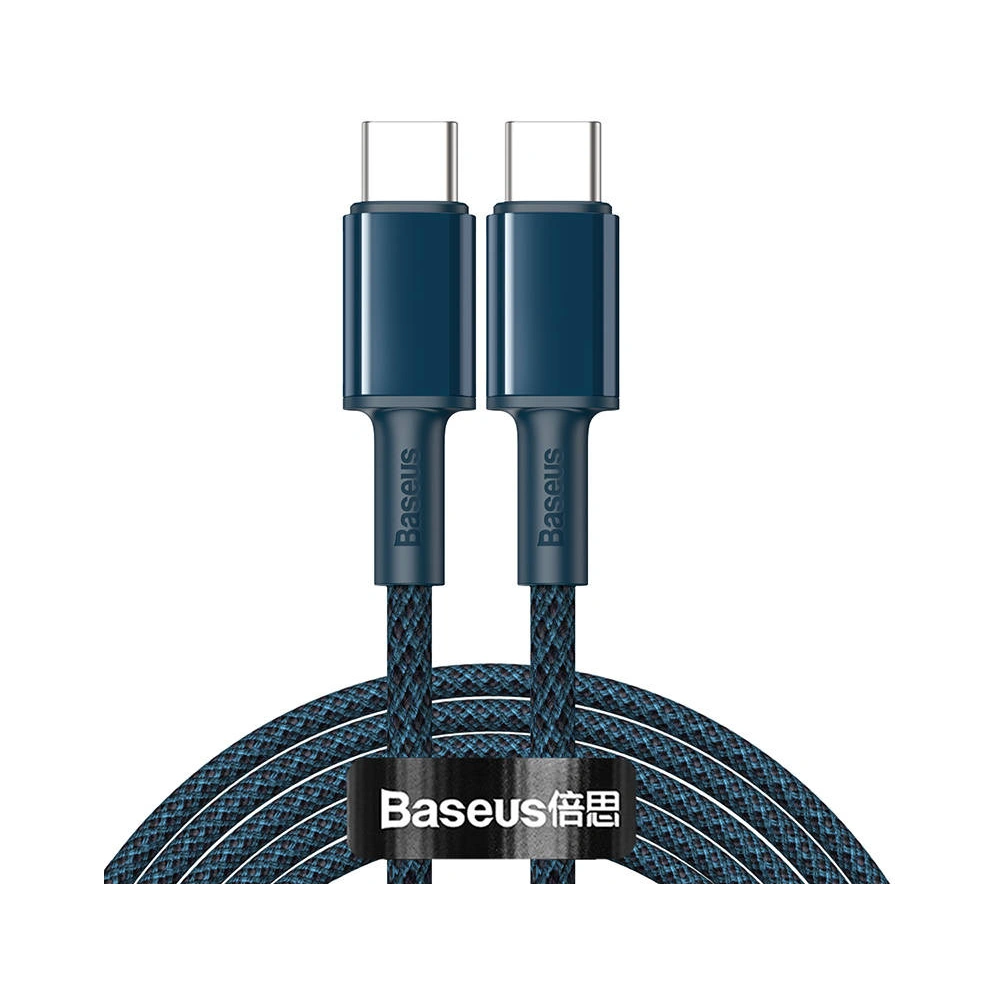 Hurtownia GSM - Kabel USB-C na USB-C Baseus High Density Braided, 100W, 2m (modrý) - BSU3040BLU - {ean13} - Hurt
