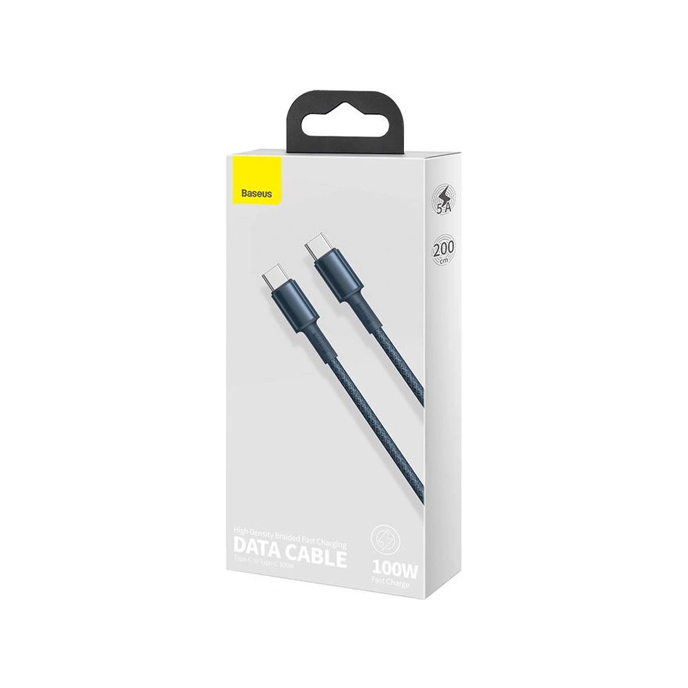 Hurtownia GSM - Kabel USB-C na USB-C Baseus High Density Braided, 100W, 2m (modrý) - BSU3040BLU - {ean13} - Hurt