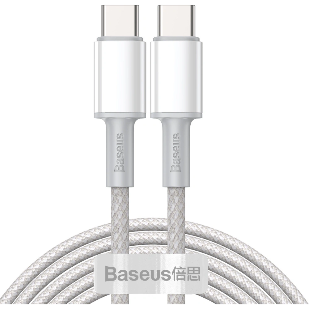 Hurtownia GSM - Kabel USB-C do USB-C Baseus High Density Braided, 100W, 2m (bílý) - BSU3041WHT - {ean13} - Hurt