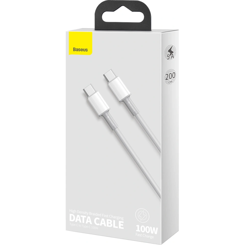 Hurtownia GSM - Kabel USB-C do USB-C Baseus High Density Braided, 100W, 2m (bílý) - BSU3041WHT - {ean13} - Hurt