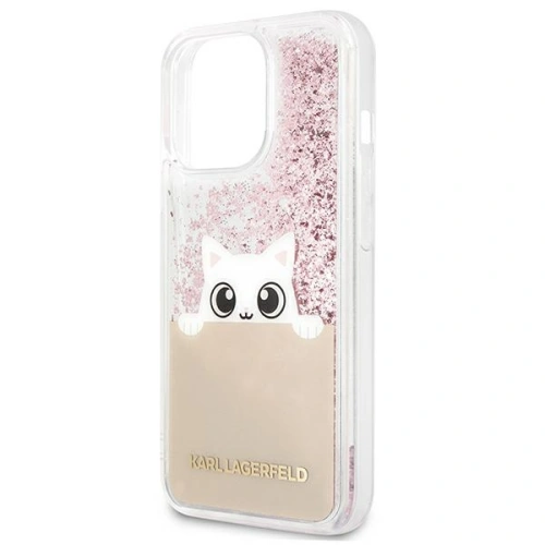 Etui Karl Lagerfeld KLHCP13XPABGNU Apple iPhone 13 Pro Max różowy/pink hardcase PEEK A BOO Liquid Glitter