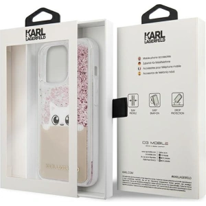 Etui Karl Lagerfeld KLHCP13XPABGNU Apple iPhone 13 Pro Max różowy/pink hardcase PEEK A BOO Liquid Glitter