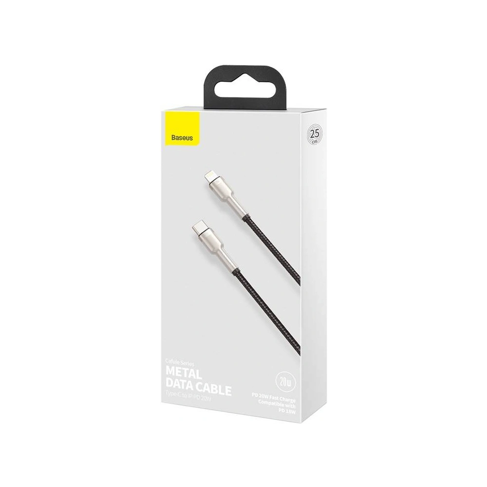 Hurtownia GSM - Kabel USB-C do Lightning Baseus Cafule, PD, 20W, 0,25m (černý) - BSU3049BLK - {ean13} - Hurt