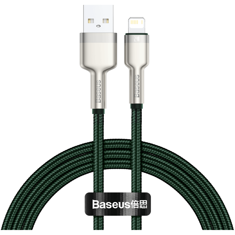 USB cable for Lightning Baseus Cafule, 2.4A, 1m (green)