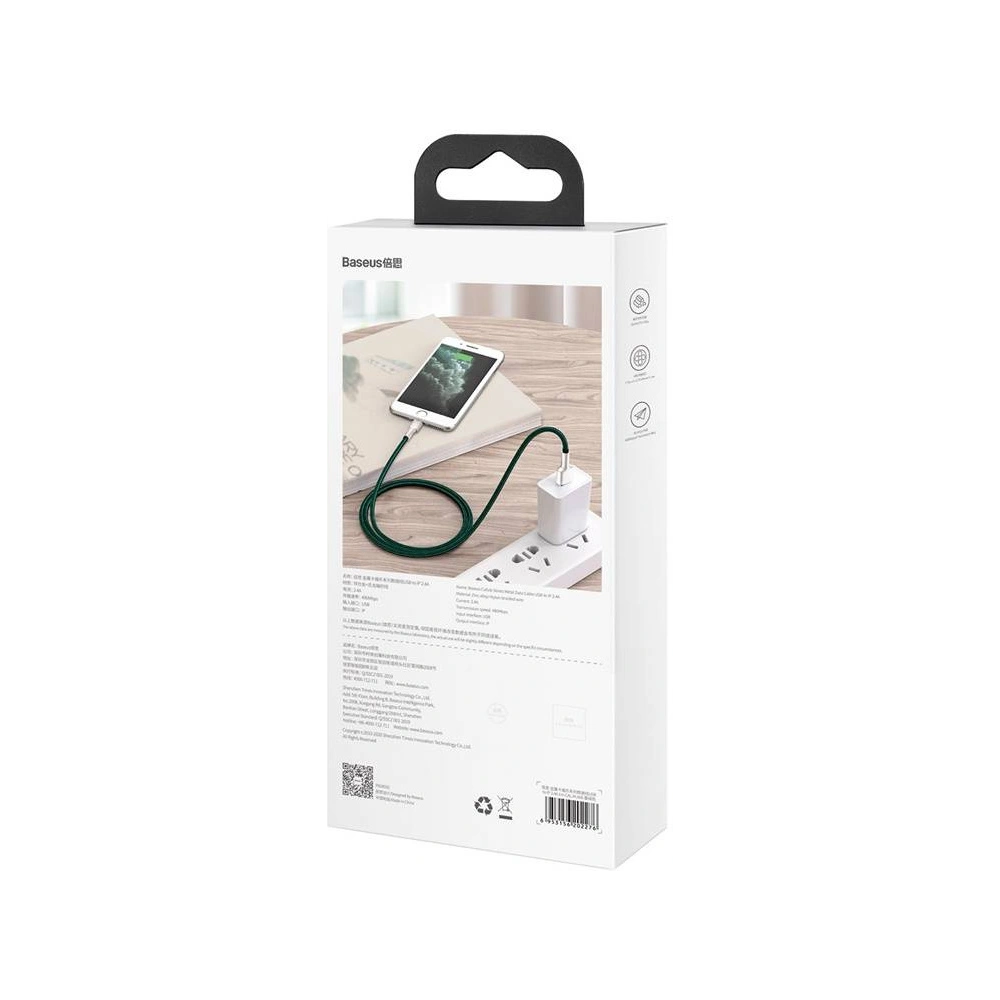 Hurtownia GSM - Kabel USB do Lightning Baseus Cafule, 2.4A, 1m (zelený) - BSU3055GRN - {ean13} - Hurt