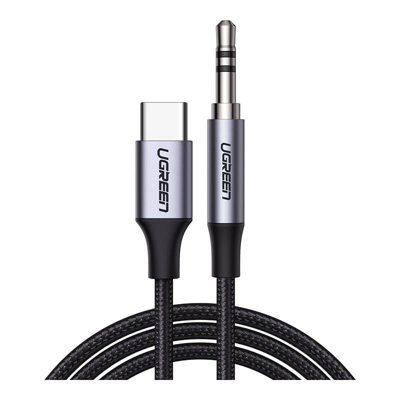 Ugreen Distributor - 6957303821921 - UGR1190BLK - USB-C cable UGREEN CM450 to 3.5mm AUX mini jack, 1m (black) - B2B homescreen