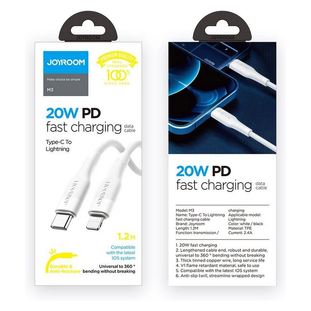 Hurtownia GSM - Kabel Joyroom S-1224M3 USB-C - Lightning PD 20W 120cm Bílý - JYR072WHT - {ean13} - Hurt