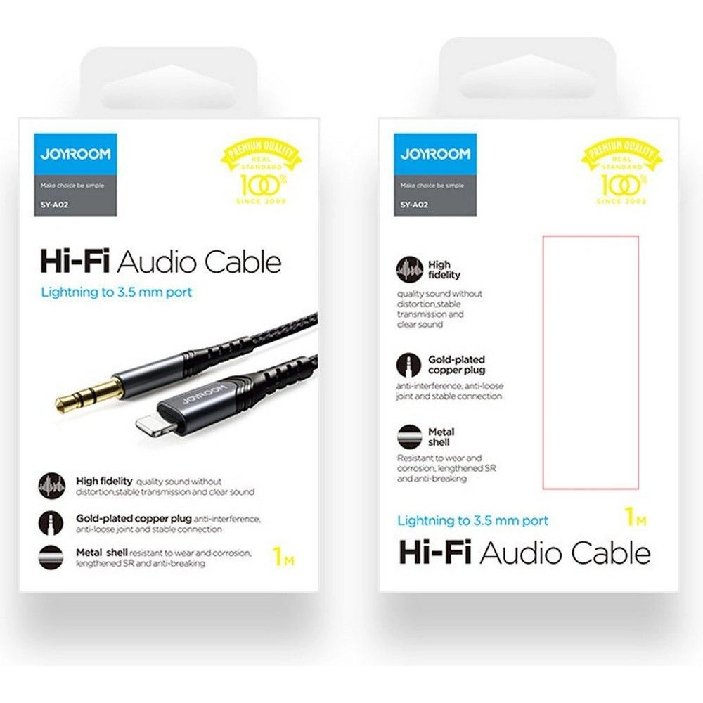 Hurtownia GSM - Kabel Joyroom SY-A02 Lightning - AUX 100cm Černý - JYR075BLK - {ean13} - Hurt