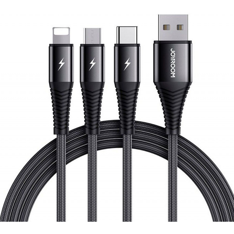 Joyroom S-1230G4 3in1 USB-C - Lightning - microUSB Cable 120cm Black