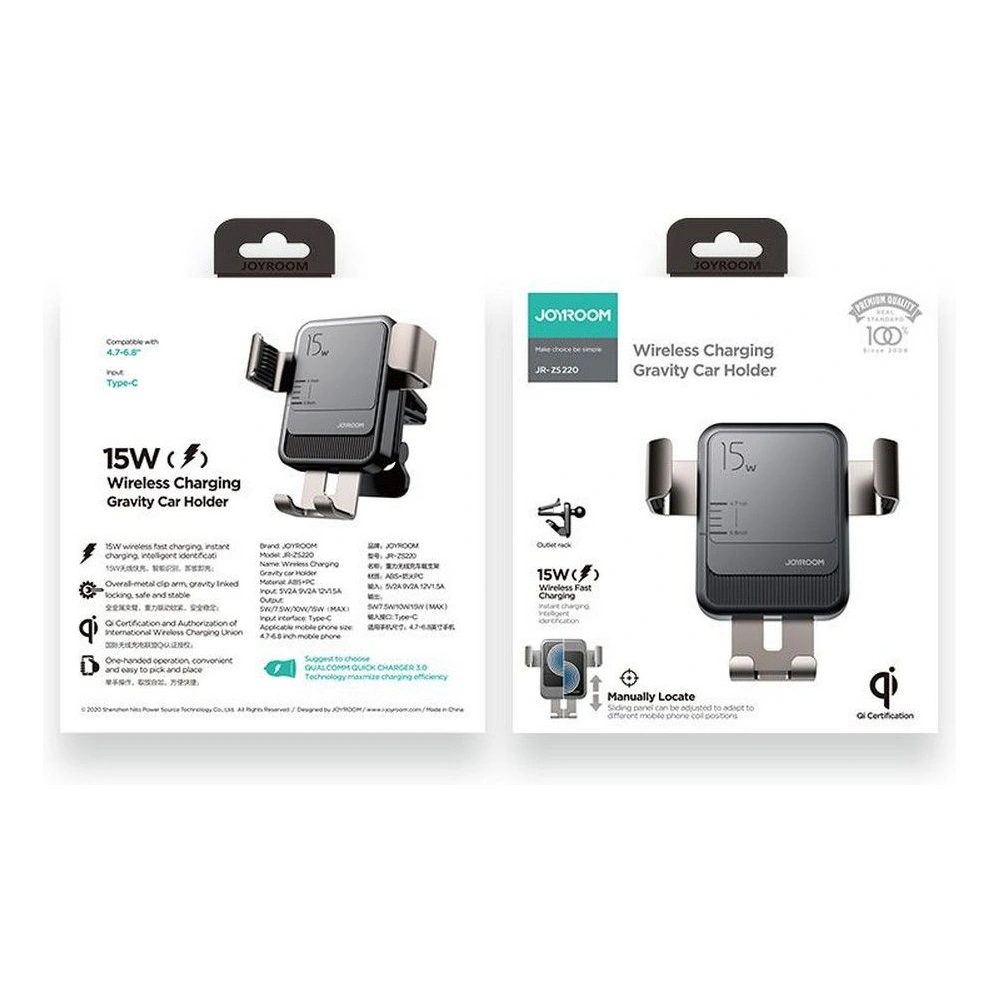 Hurtownia GSM - Uchytník do auta s indukční nabíječkou Joyroom JR-ZS220 Vent Car Mount Wireless Charger 15W Černý - JYR077BLK - {ean13} - Hurt