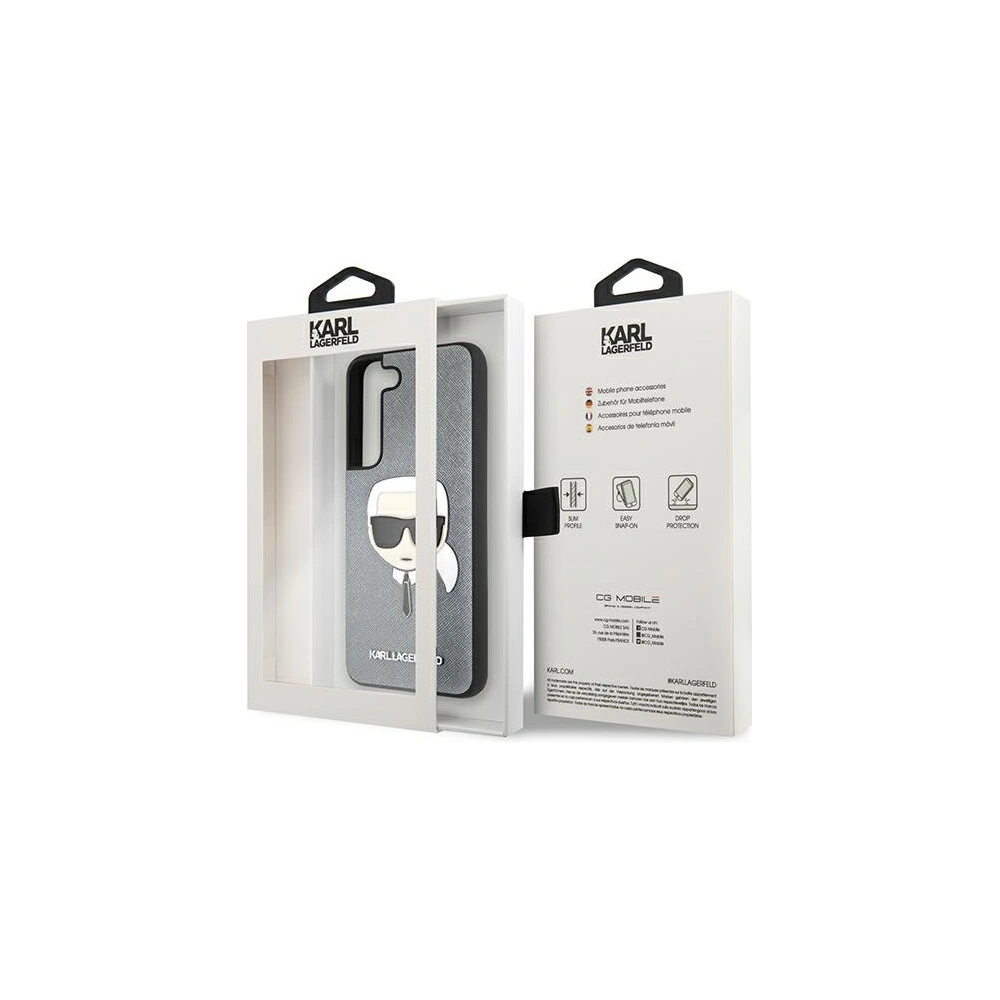 Hurtownia GSM - Etui Karl Lagerfeld KLHCS22SSAKHSL Samsung Galaxy S22 stříbrný/silver hardcase Saffiano Ikonik Karlova hlava - KLD788SLV - {ean13} - Hurt