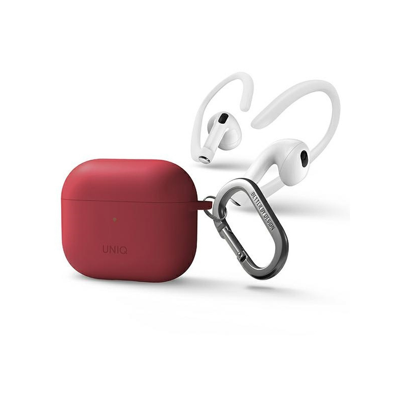 Hurtownia Uniq - 8886463679562 - UNIQ567COL - Etui UNIQ Nexo Apple AirPods 3 + Ear Hooks Silicone czerwony/coral - B2B homescreen
