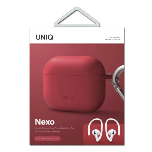 Etui UNIQ Nexo Apple AirPods 3 + Ear Hooks Silicone czerwony/coral