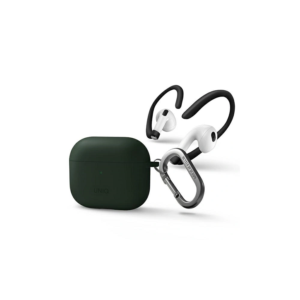 Hurtownia GSM - Etui UNIQ Nexo Apple AirPods 3 + silikonové háčky na uši zelené/green - UNIQ570GRN - {ean13} - Hurt