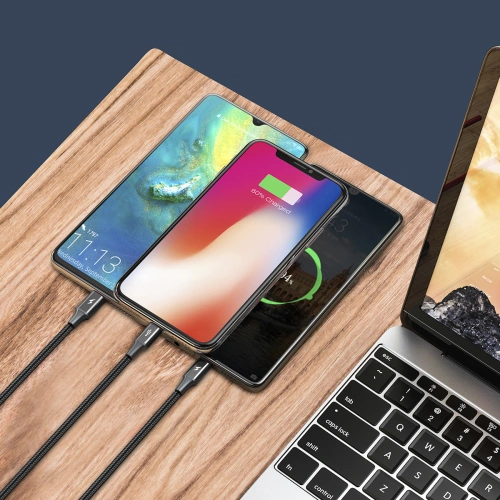 Kabel USB 3w1 Baseus Rapid Series, USB do micro USB / USB-C / Lightning, 3.5A, 1.2m (czarny)