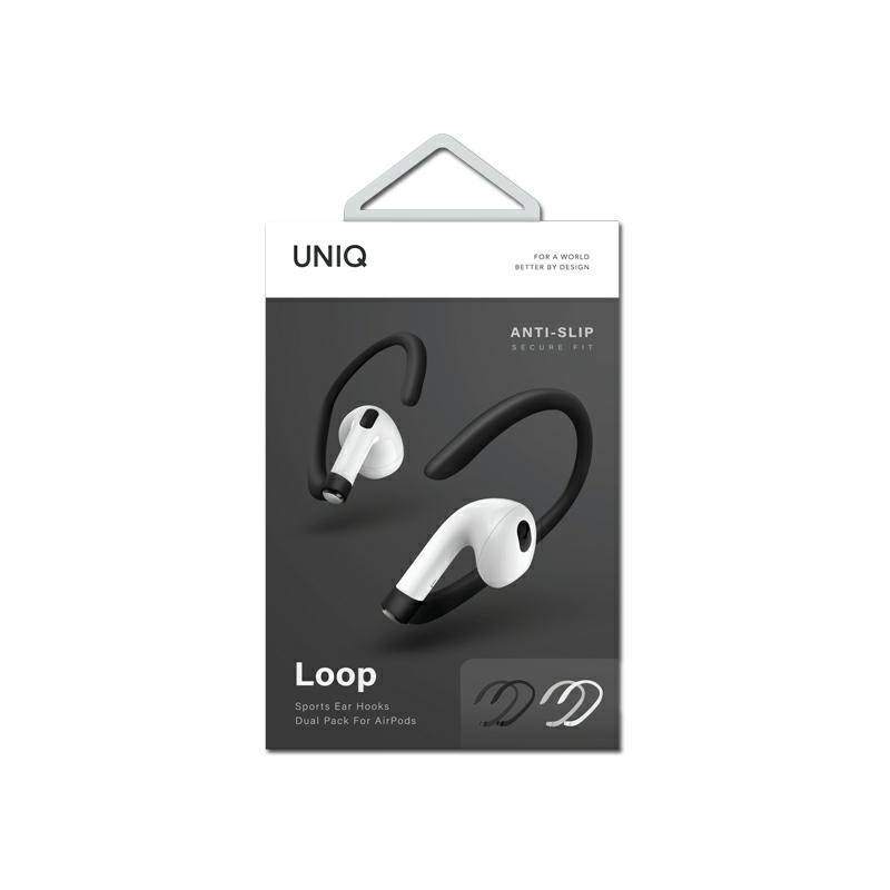 Hurtownia Uniq - 8886463679807 - UNIQ574WHTBLK - Uchwyty do Apple AirPods UNIQ Loop Sports Ear Hooks biały-czarny/white-black [2 PACK] - B2B homescreen