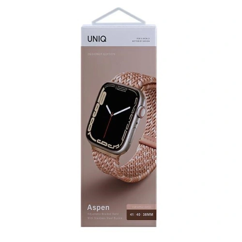 Pasek UNIQ Aspen Apple Watch 4/5/6/7/SE/8/9/10 40/41/42mm Braided DE różowy/citrus pink