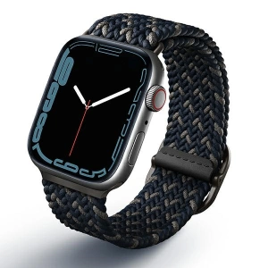 Pasek UNIQ Aspen Apple Watch 4/5/6/7/SE/8/9/Ultra 44/45/49mm Braided DE niebieski/obsidian blue